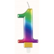 Metallic Rainbow Number 1 Age Candle 